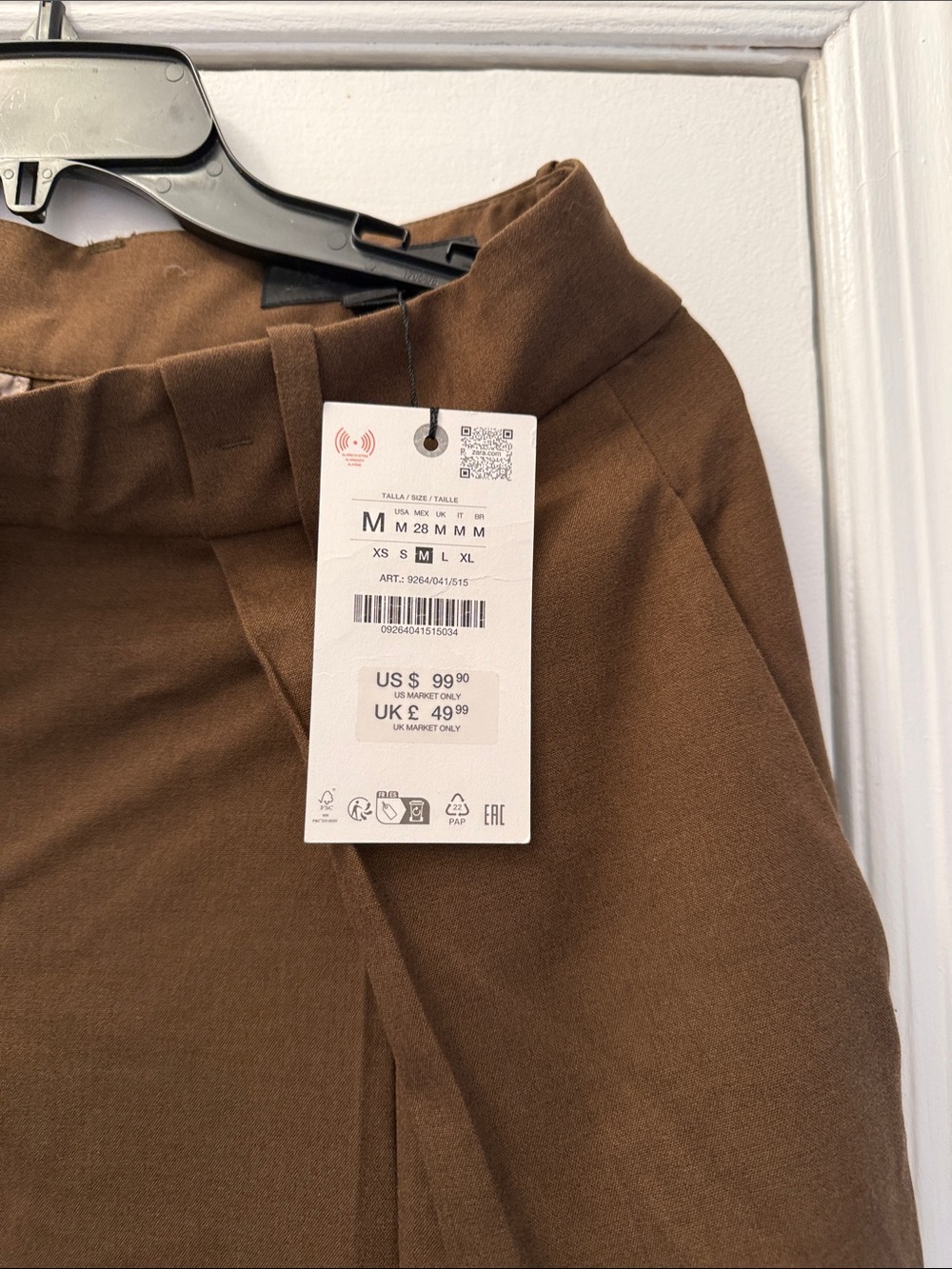 Zara women's Brown/olive wide leg Pleated pants size medium - Picture 2 of 4